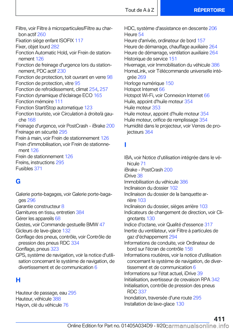 BMW X3 2020  Notices Demploi (in French) �F�i�l�t�r�e�,��v�o�i�r��F�i�l�t�r�e��