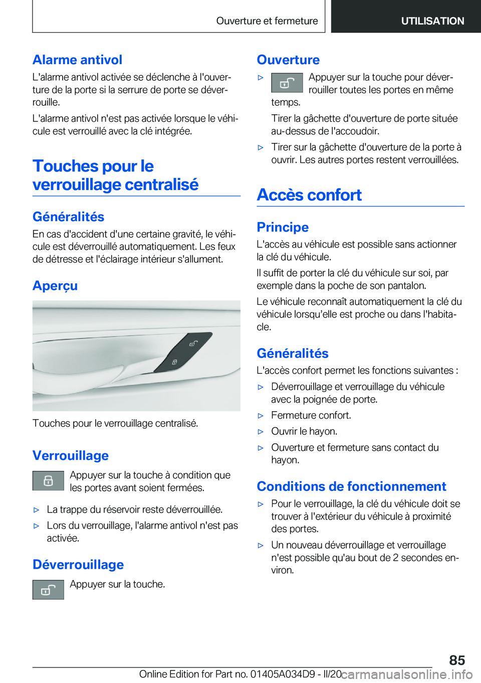 BMW X3 2020  Notices Demploi (in French) �A�l�a�r�m�e��a�n�t�i�v�o�l
�L�'�a�l�a�r�m�e��a�n�t�i�v�o�l��a�c�t�i�v�é�e��s�e��d�é�c�l�e�n�c�h�e��