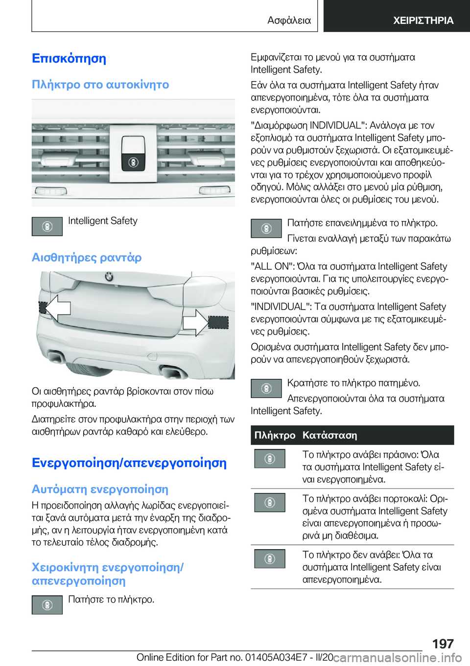 BMW X3 2020  ΟΔΗΓΌΣ ΧΡΉΣΗΣ (in Greek) Xc\f]ocyfy
c^p]gdb�fgb�shgb]R`ygb
�I�n�t�e�l�l�i�g�e�n�t��S�a�f�e�t�y
T\fzygpdwe�ds`gnd
b\�s\fzygpdwe�ds`gnd�tdRf]b`gs\