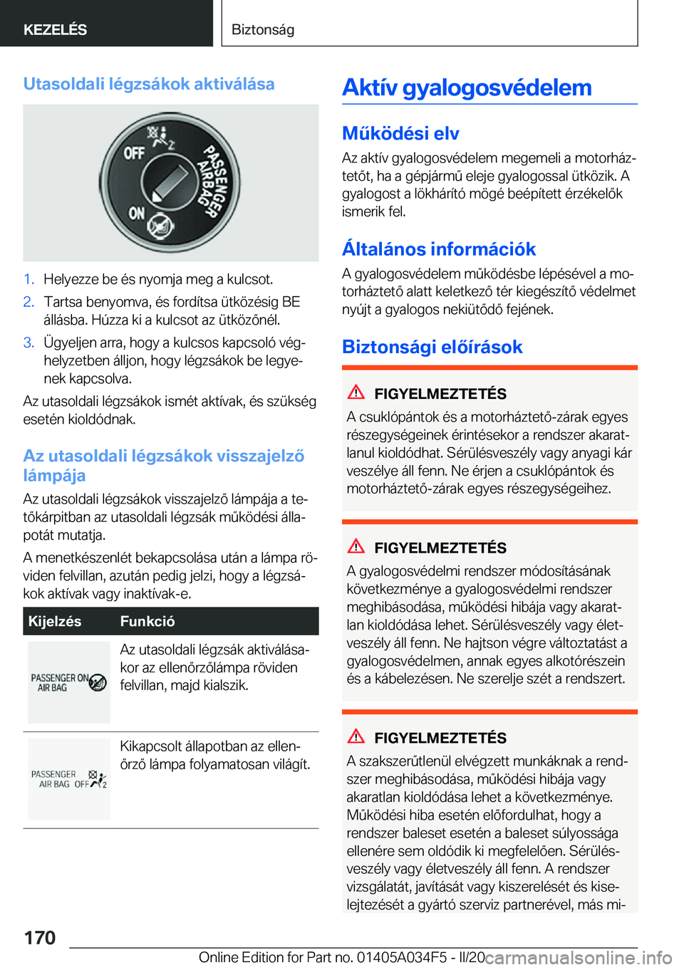 BMW X3 2020  Kezelési útmutató (in Hungarian) �U�t�a�s�o�l�d�a�l�i��l�