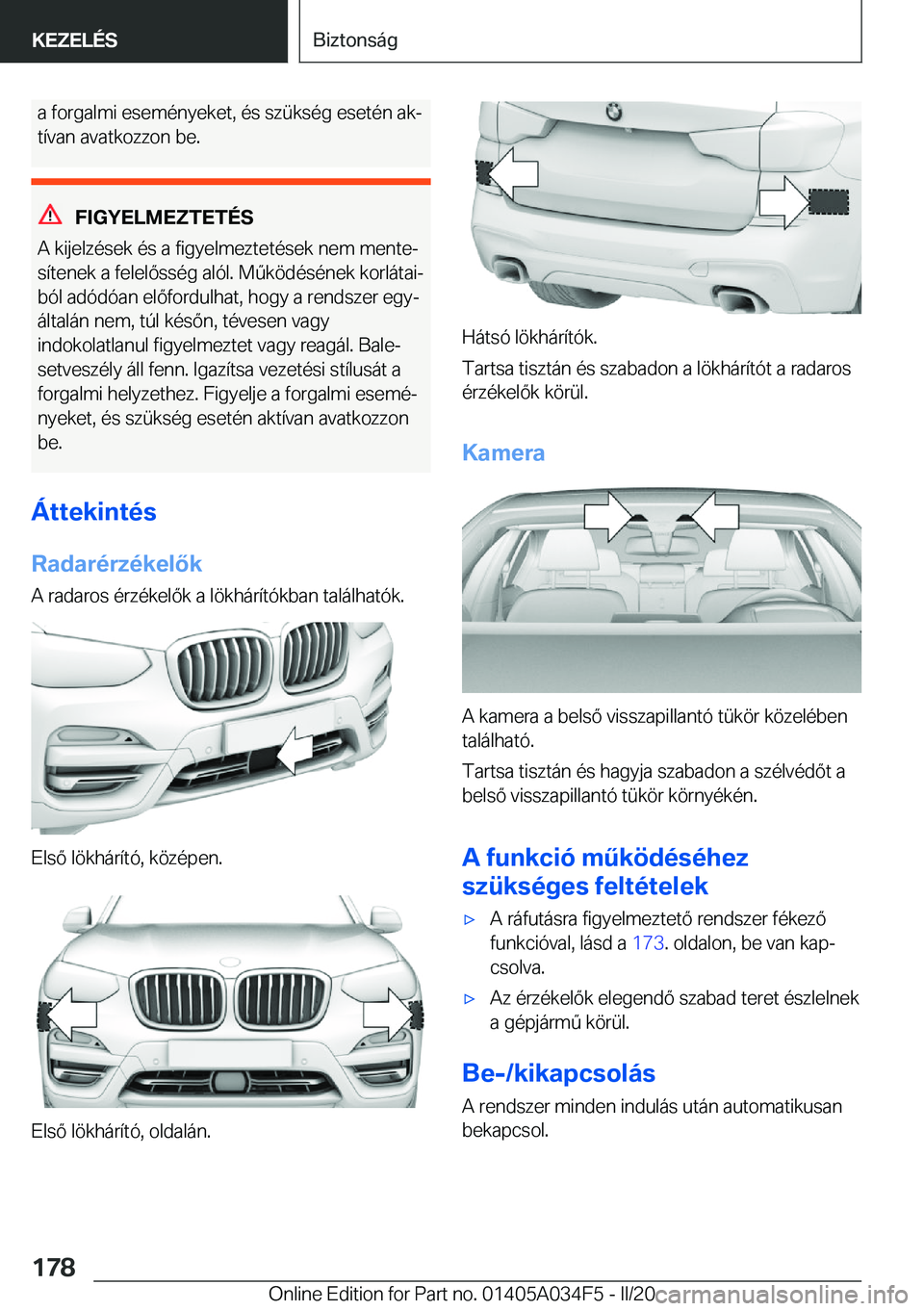 BMW X3 2020  Kezelési útmutató (in Hungarian) �a��f�o�r�g�a�l�m�i��e�s�e�m�