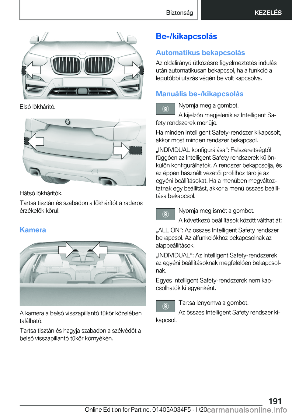 BMW X3 2020  Kezelési útmutató (in Hungarian) �E�l�s�