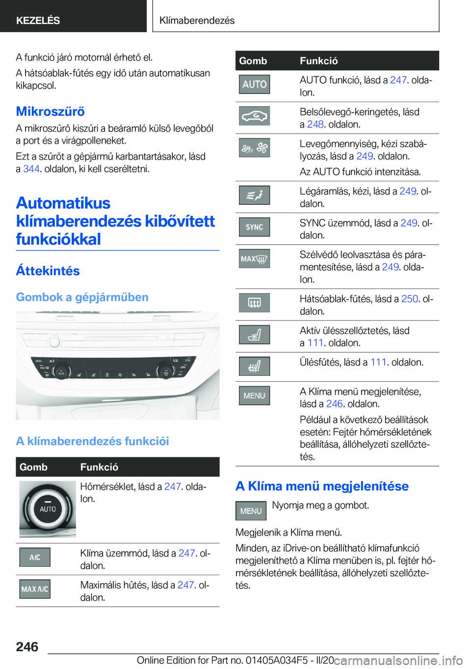 BMW X3 2020  Kezelési útmutató (in Hungarian) �A��f�u�n�k�c�i�