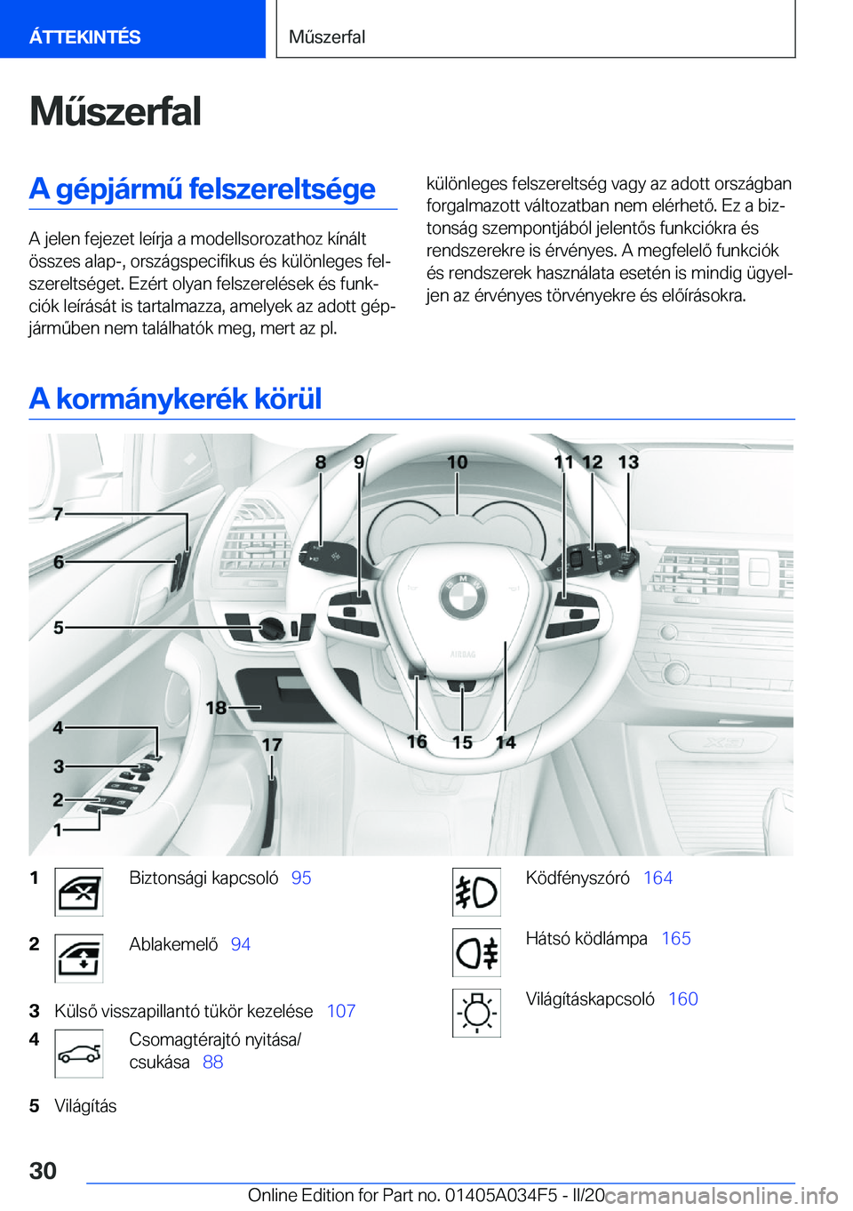 BMW X3 2020  Kezelési útmutató (in Hungarian) �M2�s�z�e�r�f�a�l�A��g�