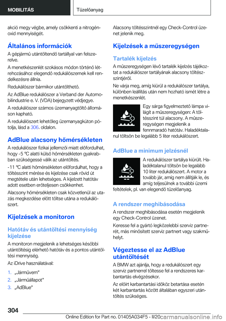BMW X3 2020  Kezelési útmutató (in Hungarian) �a�k�c�i�