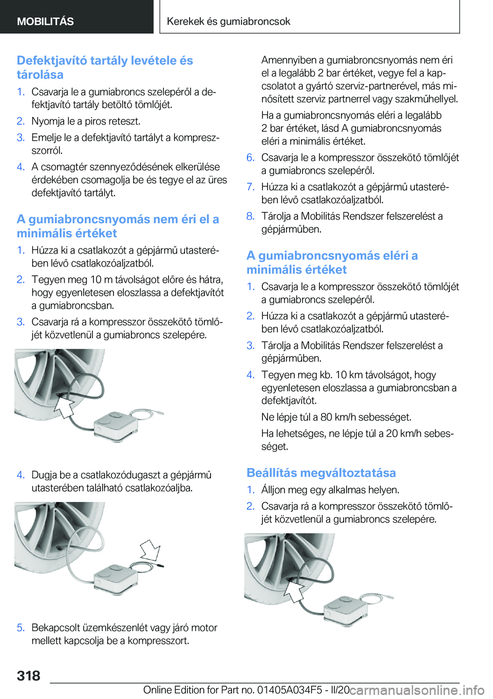 BMW X3 2020  Kezelési útmutató (in Hungarian) �D�e�f�e�k�t�j�a�v�