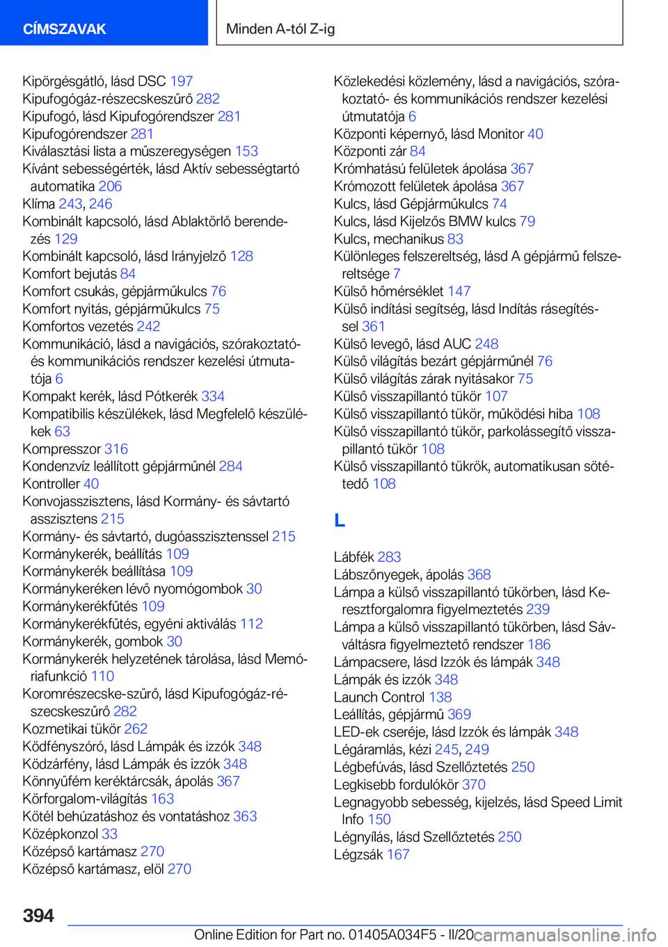 BMW X3 2020  Kezelési útmutató (in Hungarian) �K�i�p�