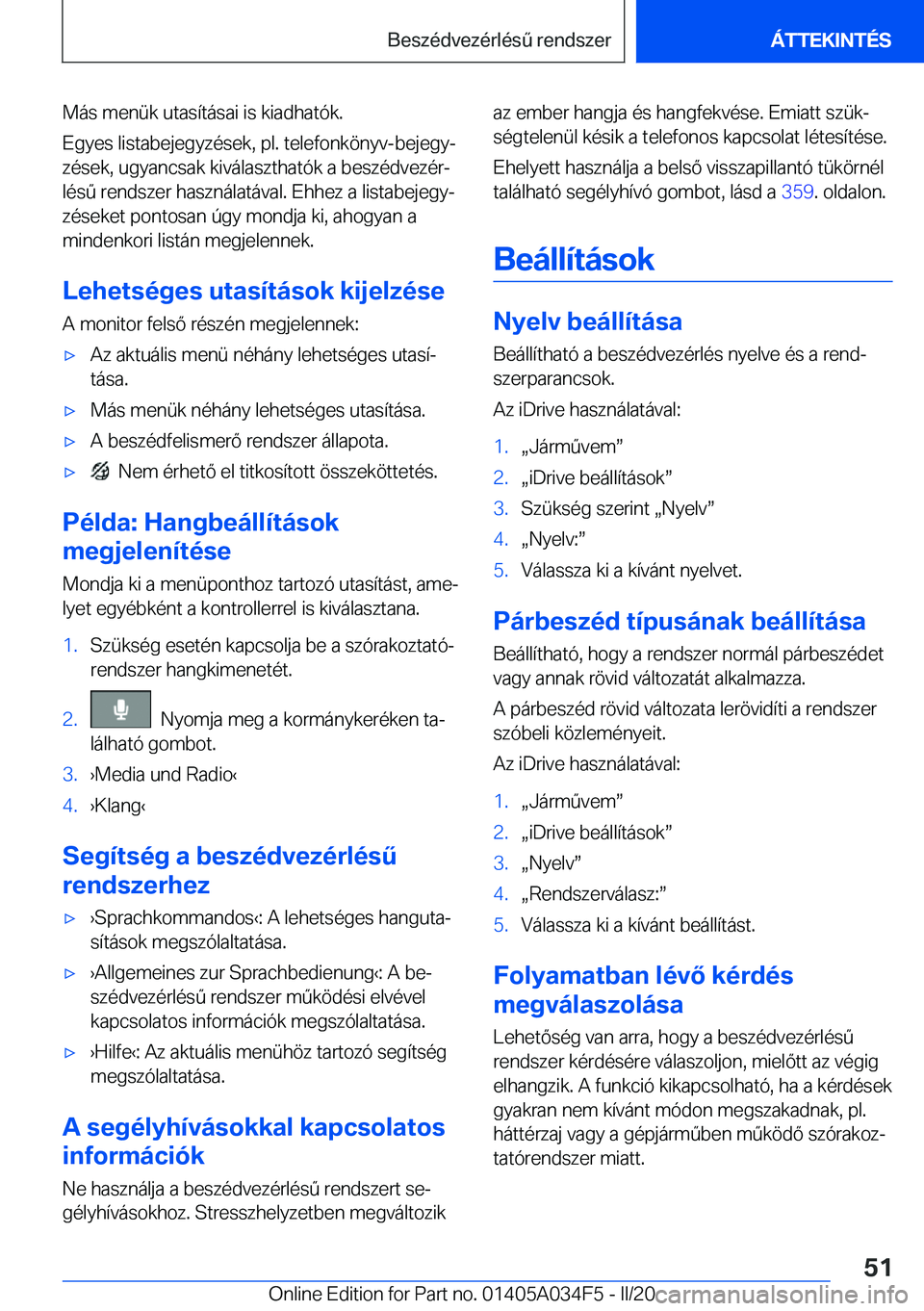 BMW X3 2020  Kezelési útmutató (in Hungarian) �M�