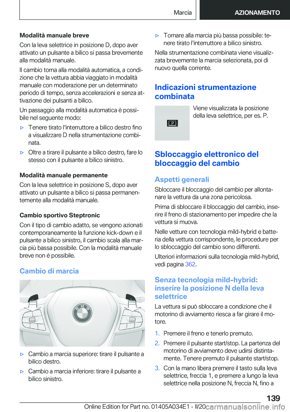 BMW X3 2020  Libretti Di Uso E manutenzione (in Italian) �M�o�d�a�l�i�t�