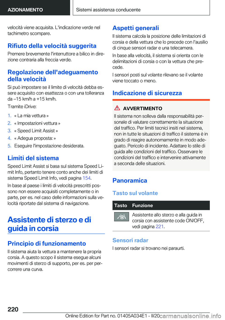 BMW X3 2020  Libretti Di Uso E manutenzione (in Italian) �v�e�l�o�c�i�t�