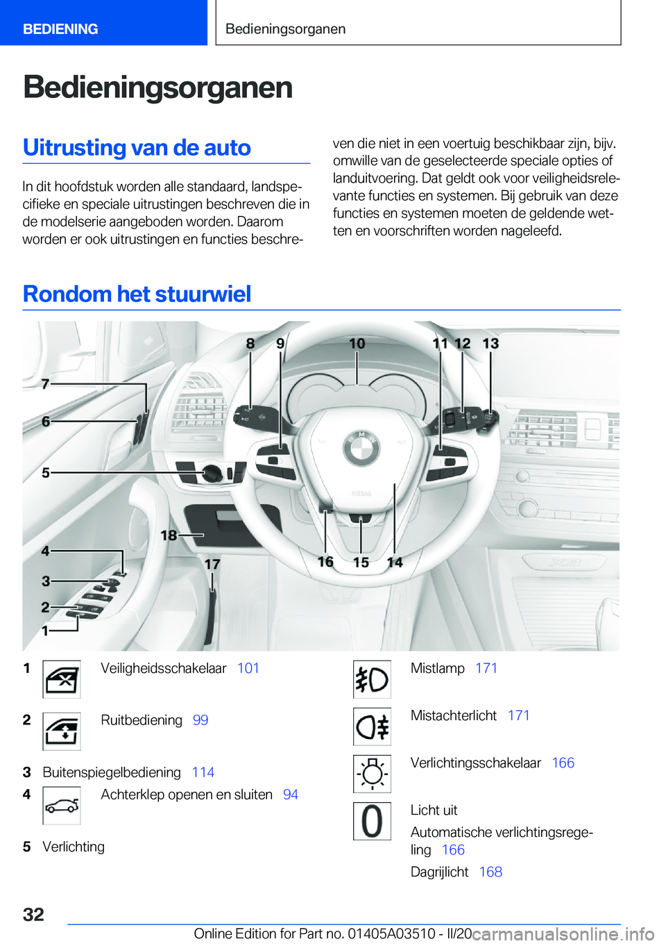 BMW X3 2020  Instructieboekjes (in Dutch) �B�e�d�i�e�n�i�n�g�s�o�r�g�a�n�e�n�U�i�t�r�u�s�t�i�n�g��v�a�n��d�e��a�u�t�o
�I�n��d�i�t��h�o�o�f�d�s�t�u�k��w�o�r�d�e�n��a�l�l�e��s�t�a�n�d�a�a�r�d�,��l�a�n�d�s�p�ej�c�i�f�i�e�k�e��e�n��s�