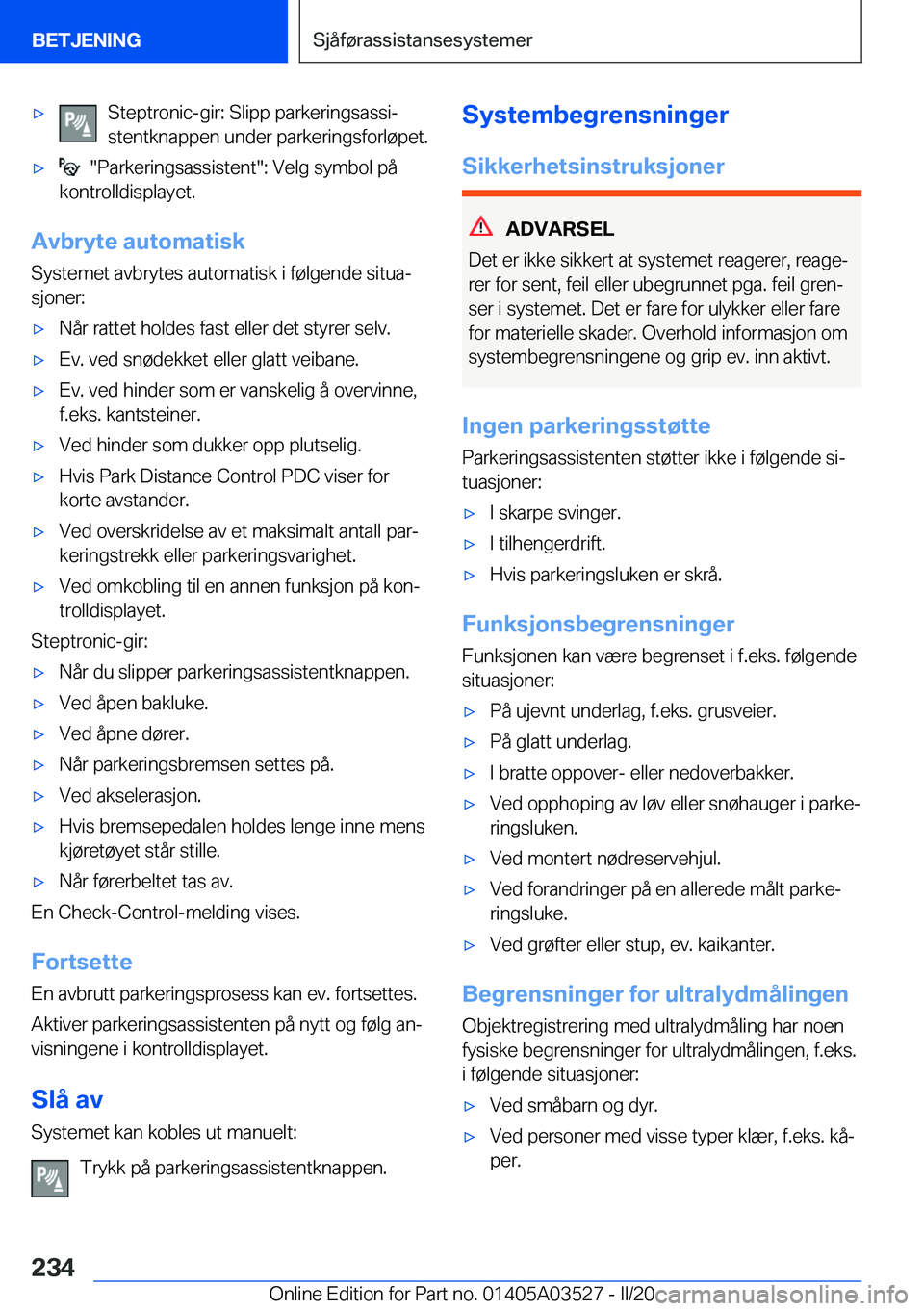 BMW X3 2020  InstruksjonsbØker (in Norwegian) 'x�S�t�e�p�t�r�o�n�i�c�-�g�i�r�:��S�l�i�p�p��p�a�r�k�e�r�i�n�g�s�a�s�s�ij
�s�t�e�n�t�k�n�a�p�p�e�n��u�n�d�e�r��p�a�r�k�e�r�i�n�g�s�f�o�r�l�