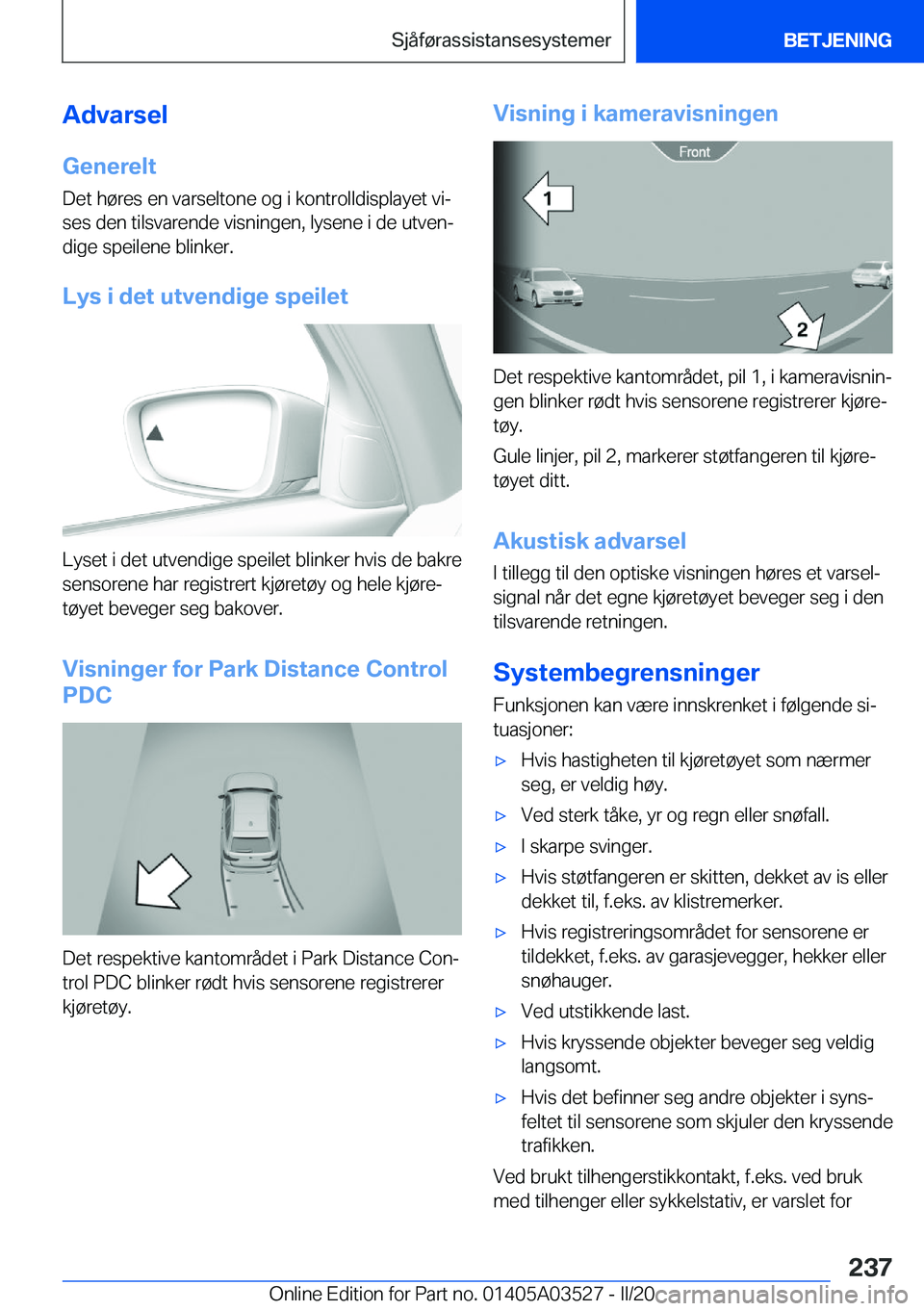BMW X3 2020  InstruksjonsbØker (in Norwegian) �A�d�v�a�r�s�e�l
�G�e�n�e�r�e�l�t
�D�e�t��h�