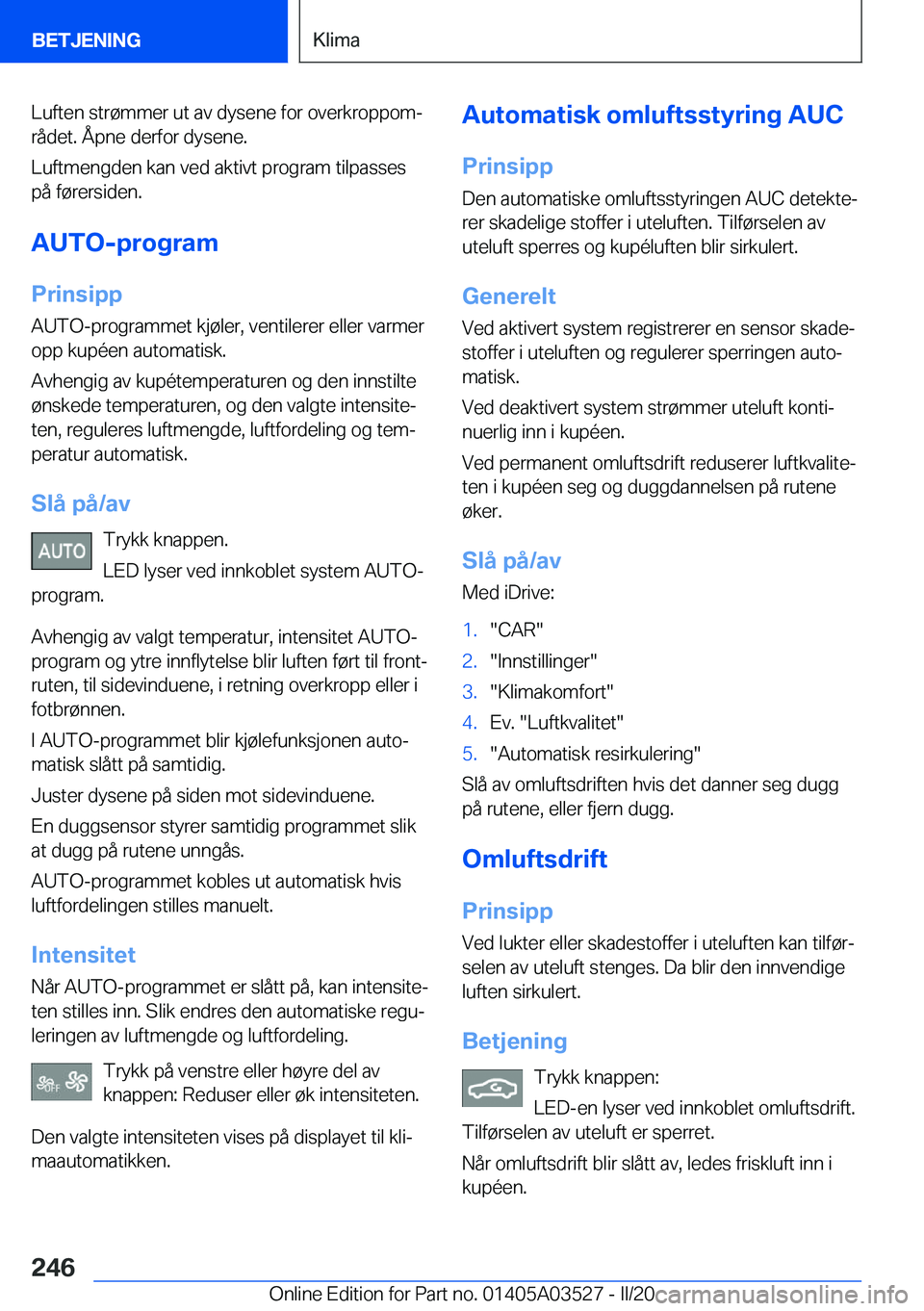 BMW X3 2020  InstruksjonsbØker (in Norwegian) �L�u�f�t�e�n��s�t�r�