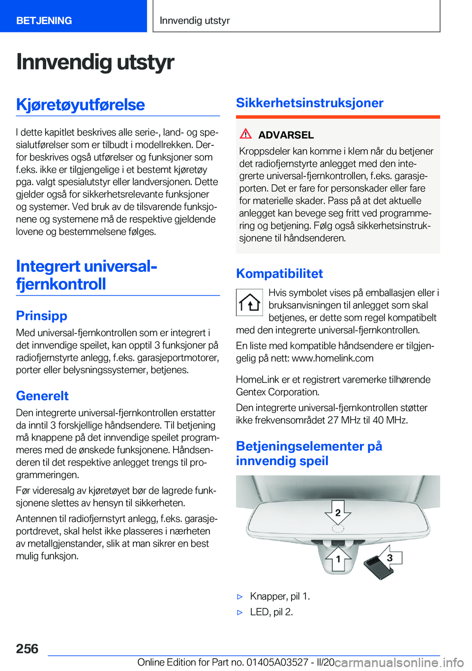 BMW X3 2020  InstruksjonsbØker (in Norwegian) �I�n�n�v�e�n�d�i�g��u�t�s�t�y�r�K�j�