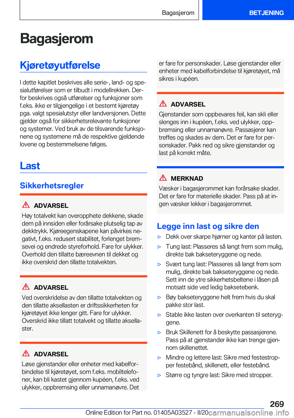 BMW X3 2020  InstruksjonsbØker (in Norwegian) �B�a�g�a�s�j�e�r�o�m�K�j�
