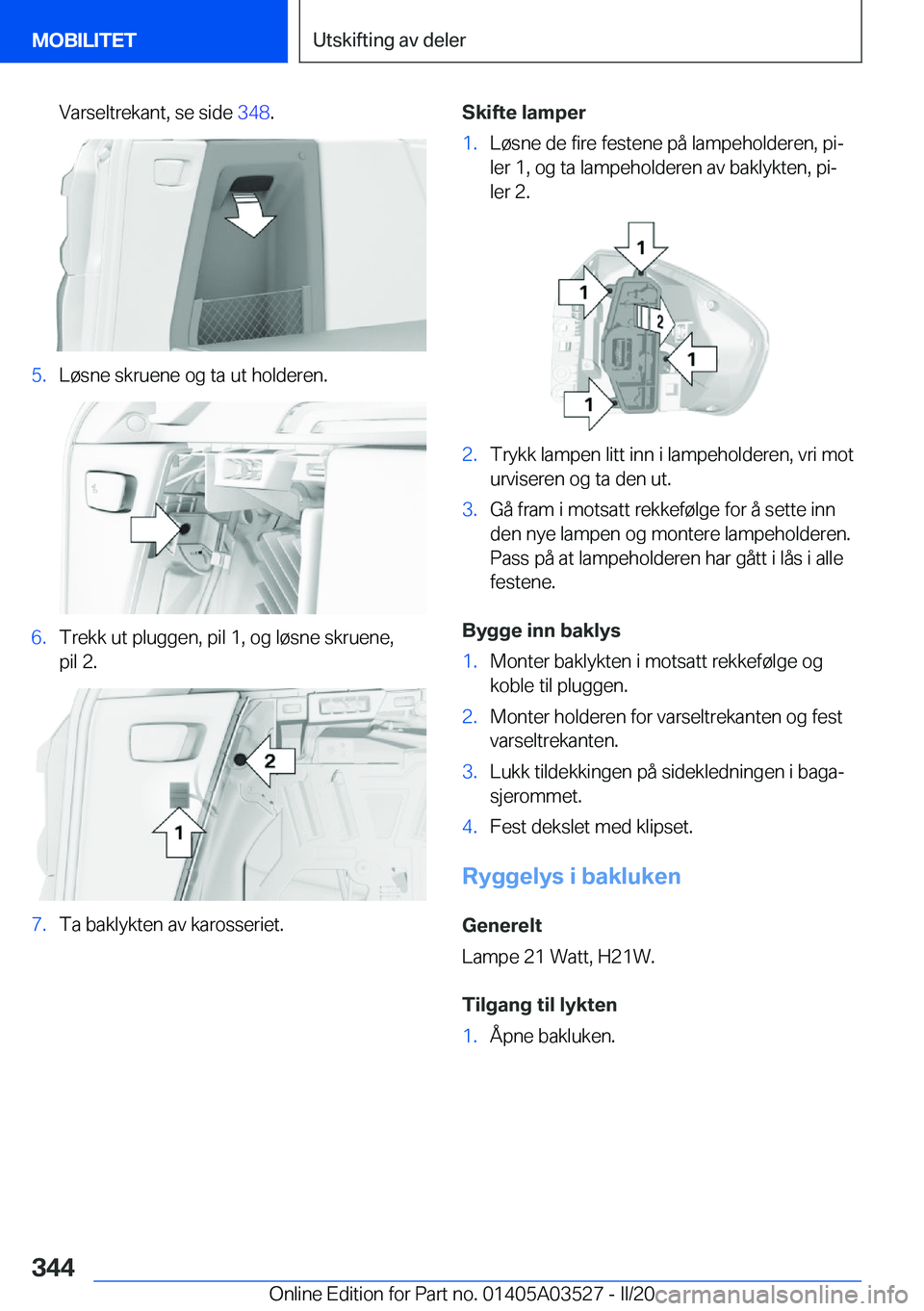 BMW X3 2020  InstruksjonsbØker (in Norwegian) �V�a�r�s�e�l�t�r�e�k�a�n�t�,��s�e��s�i�d�e��3�4�8�.�5�.�L�