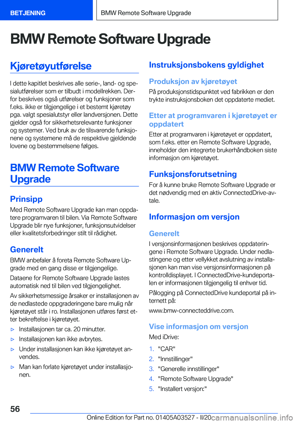 BMW X3 2020  InstruksjonsbØker (in Norwegian) �B�M�W��R�e�m�o�t�e��S�o�f�t�w�a�r�e��U�p�g�r�a�d�e�K�j�