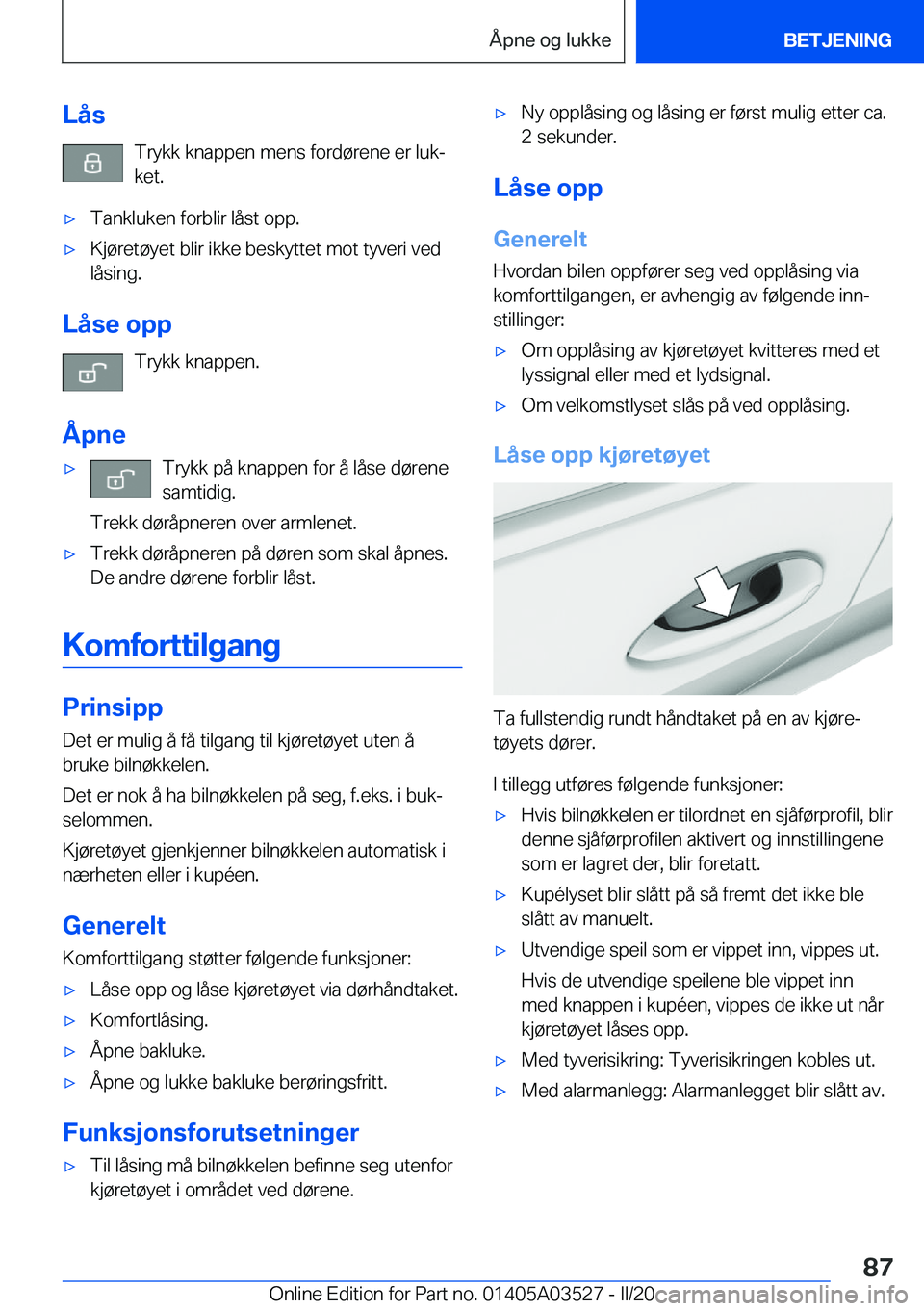 BMW X3 2020  InstruksjonsbØker (in Norwegian) �L�å�s�T�r�y�k�k��k�n�a�p�p�e�n��m�e�n�s��f�o�r�d�
