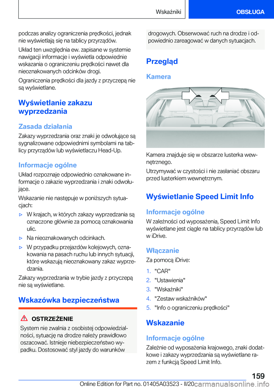 BMW X3 2020  Instrukcja obsługi (in Polish) �p�o�d�c�z�a�s��a�n�a�l�i�z�y��o�g�r�a�n�i�c�z�e�n�i�a��p�r�