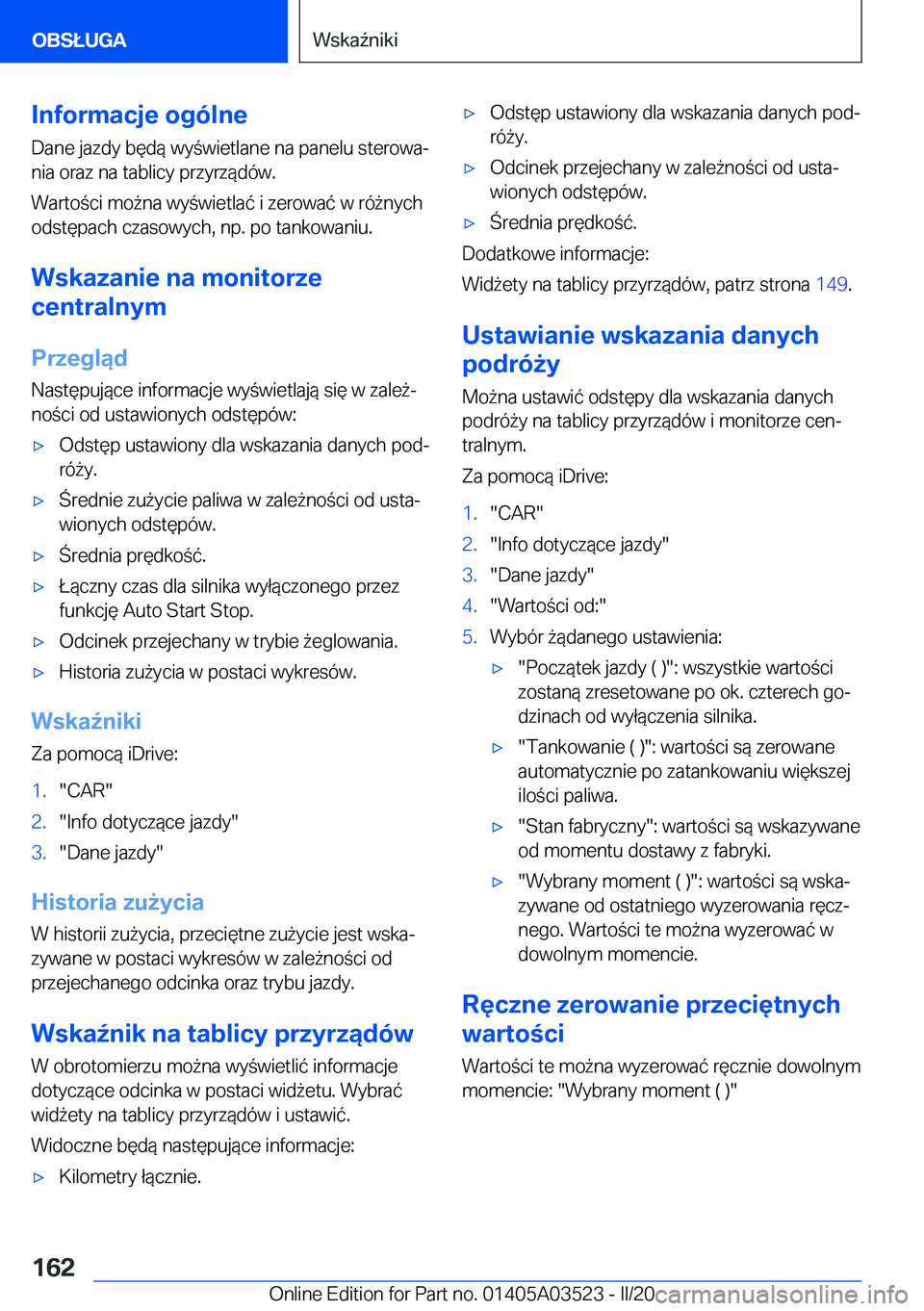 BMW X3 2020  Instrukcja obsługi (in Polish) �I�n�f�o�r�m�a�c�j�e��o�g�