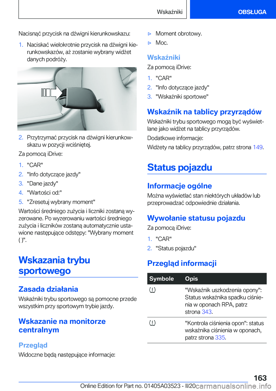 BMW X3 2020  Instrukcja obsługi (in Polish) �N�a�c�i�s�n�