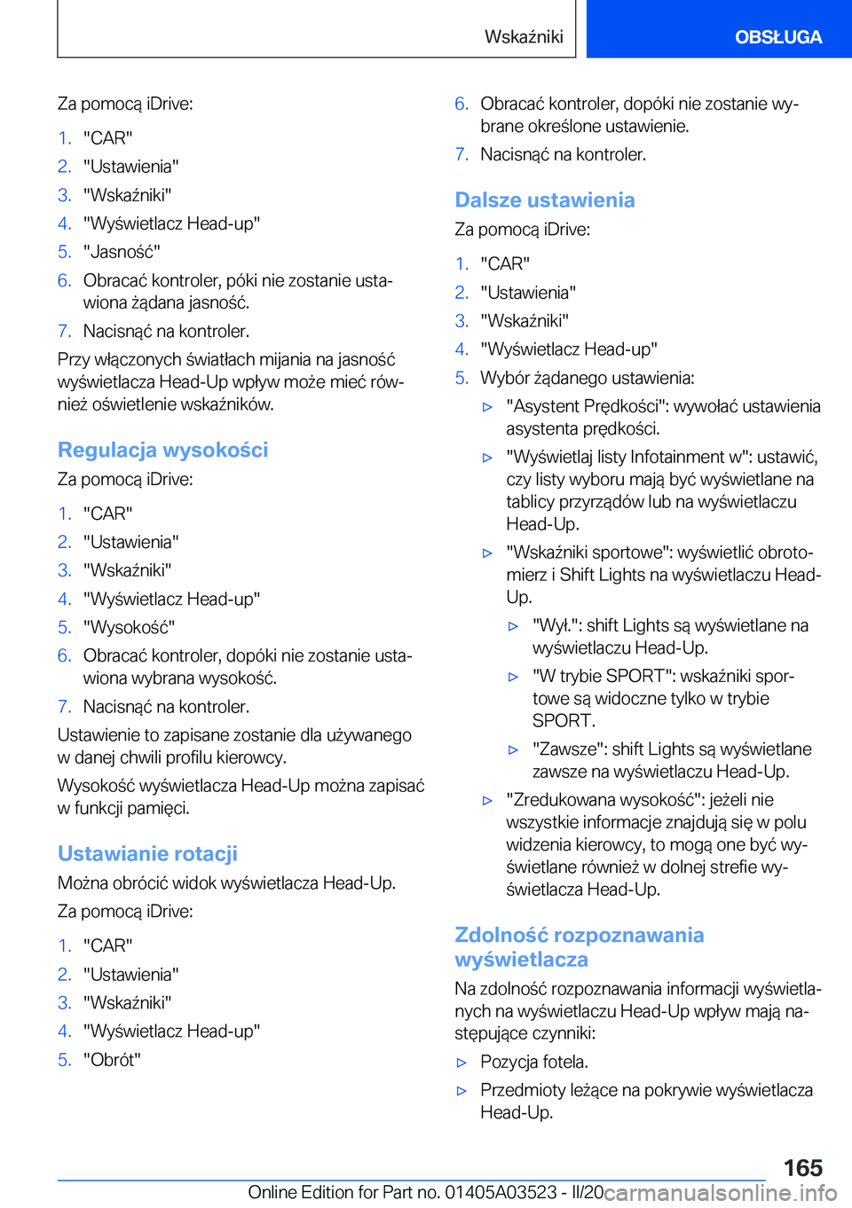 BMW X3 2020  Instrukcja obsługi (in Polish) �Z�a��p�o�m�o�c�