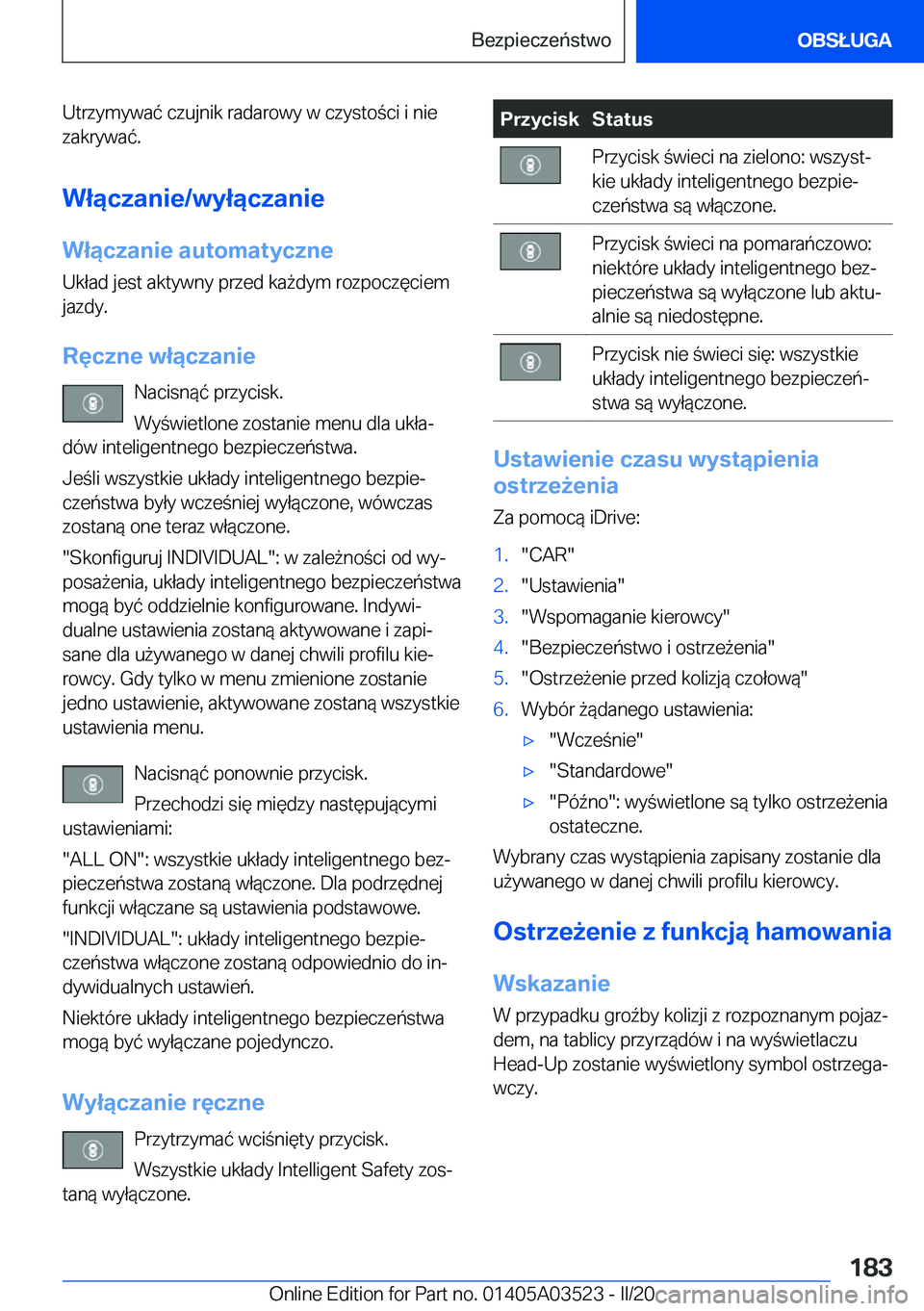BMW X3 2020  Instrukcja obsługi (in Polish) �U�t�r�z�y�m�y�w�a�
