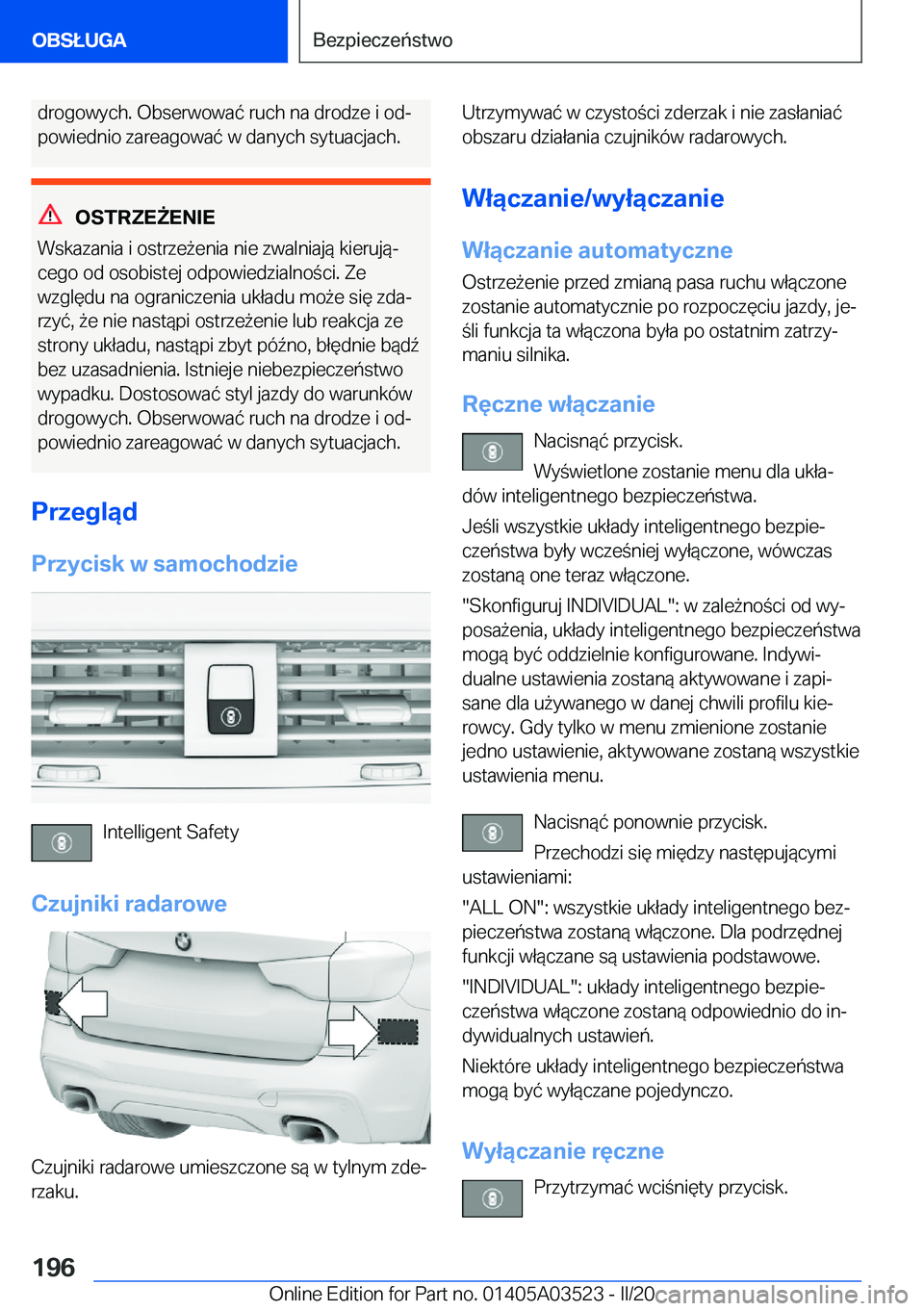 BMW X3 2020  Instrukcja obsługi (in Polish) �d�r�o�g�o�w�y�c�h�.��O�b�s�e�r�w�o�w�a�
