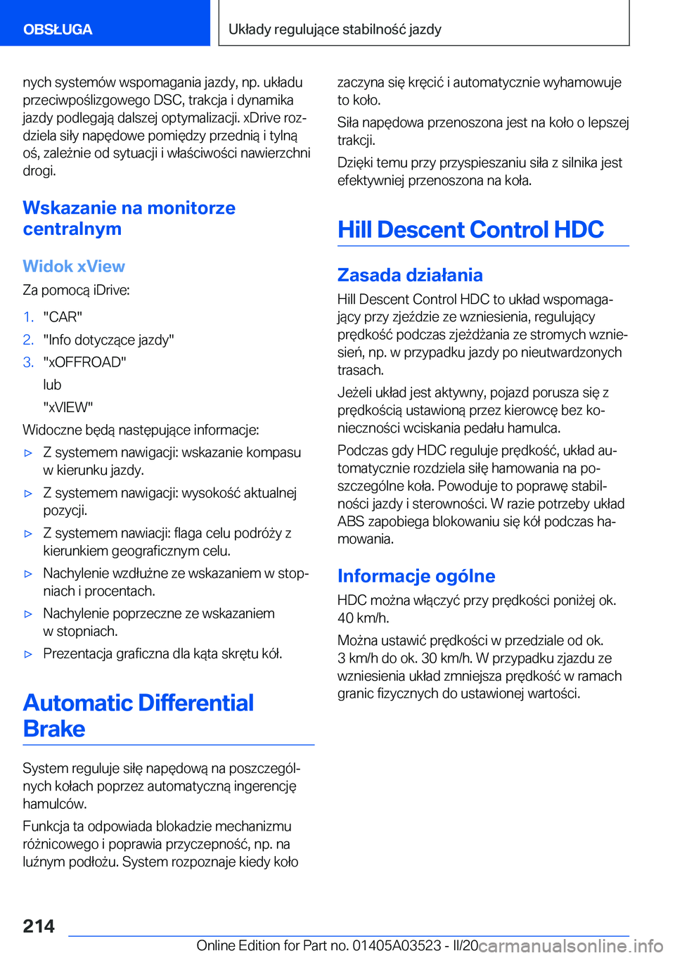 BMW X3 2020  Instrukcja obsługi (in Polish) �n�y�c�h��s�y�s�t�e�m�
