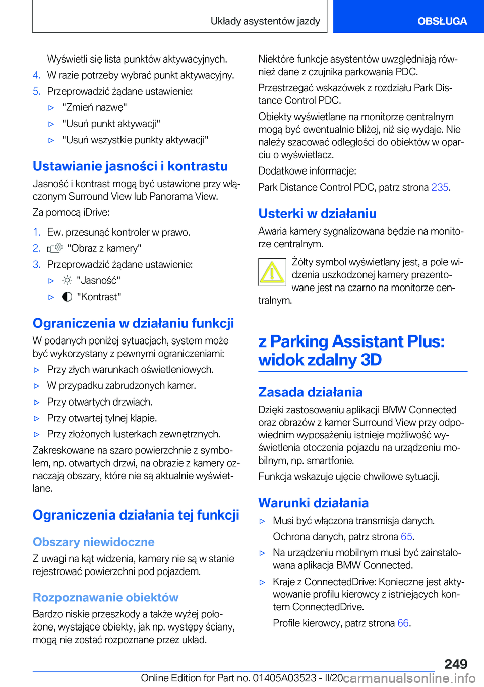 BMW X3 2020  Instrukcja obsługi (in Polish) �W�y�w�i�e�t�l�i��s�i�