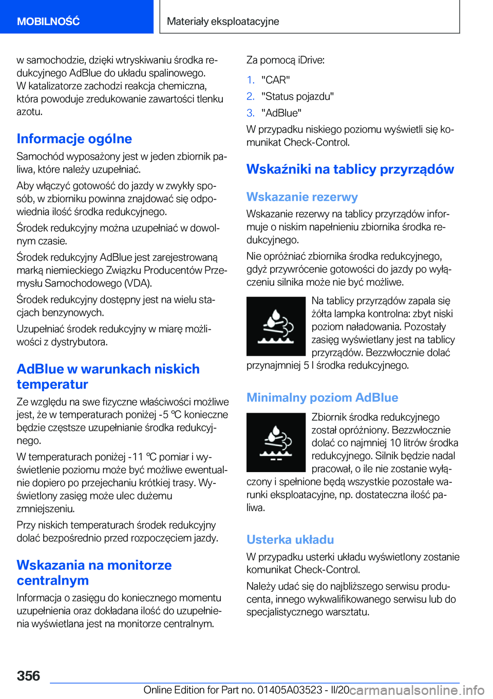 BMW X3 2020  Instrukcja obsługi (in Polish) �w��s�a�m�o�c�h�o�d�z�i�e�,��d�z�i�