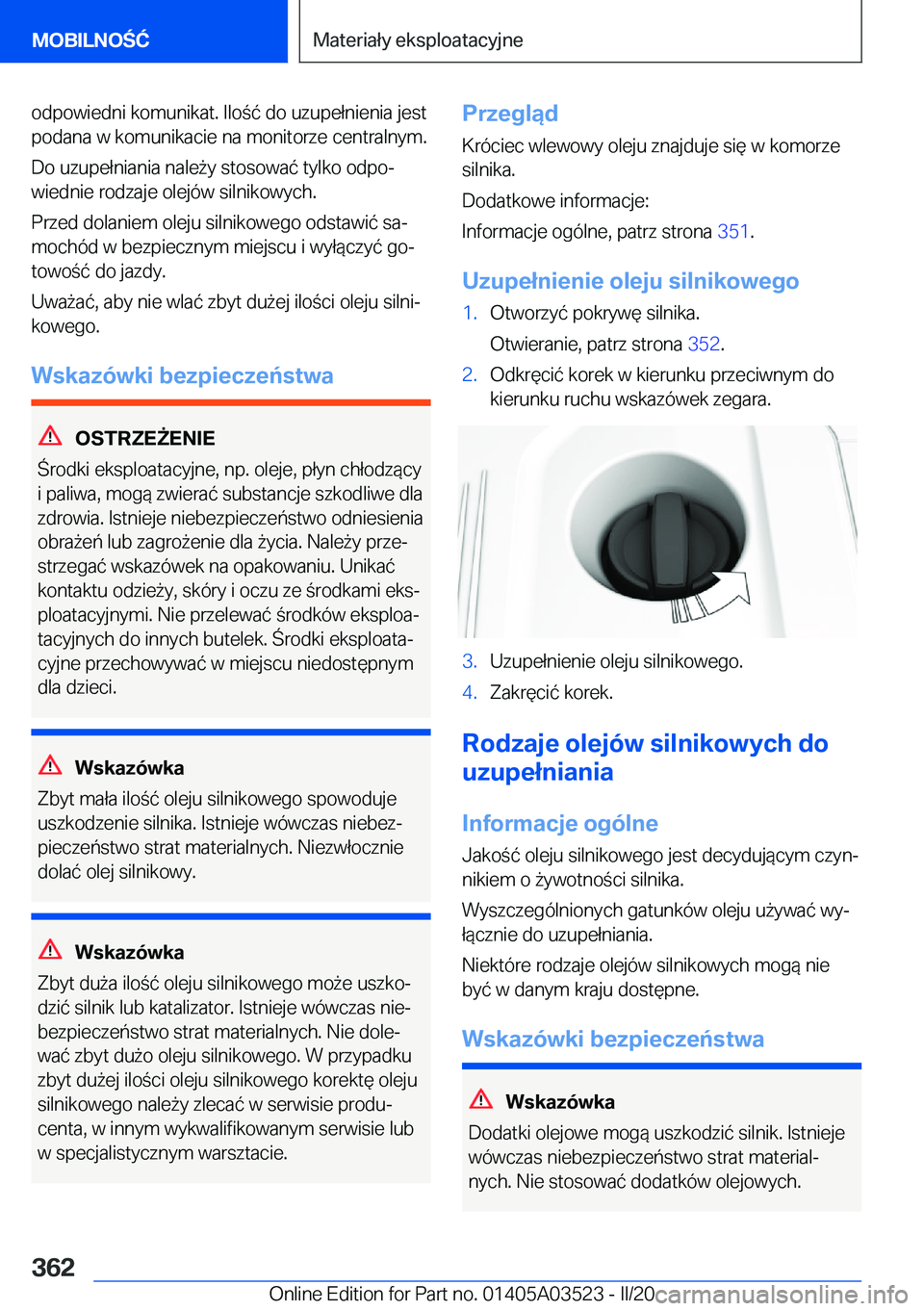 BMW X3 2020  Instrukcja obsługi (in Polish) �o�d�p�o�w�i�e�d�n�i��k�o�m�u�n�i�k�a�t�.��I�l�o�
