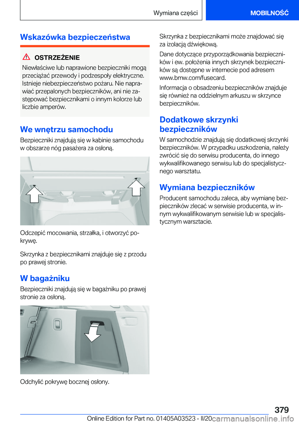 BMW X3 2020  Instrukcja obsługi (in Polish) �W�s�k�a�z�