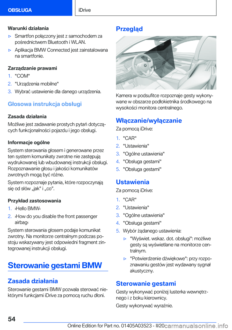 BMW X3 2020  Instrukcja obsługi (in Polish) �W�a�r�u�n�k�i��d�z�i�a�ł�a�n�i�a'x�S�m�a�r�t�f�o�n��p�o�ł�