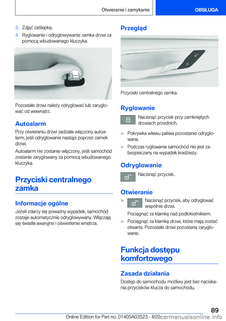 BMW X3 2020  Instrukcja obsługi (in Polish) �3�.�Z�d�j�