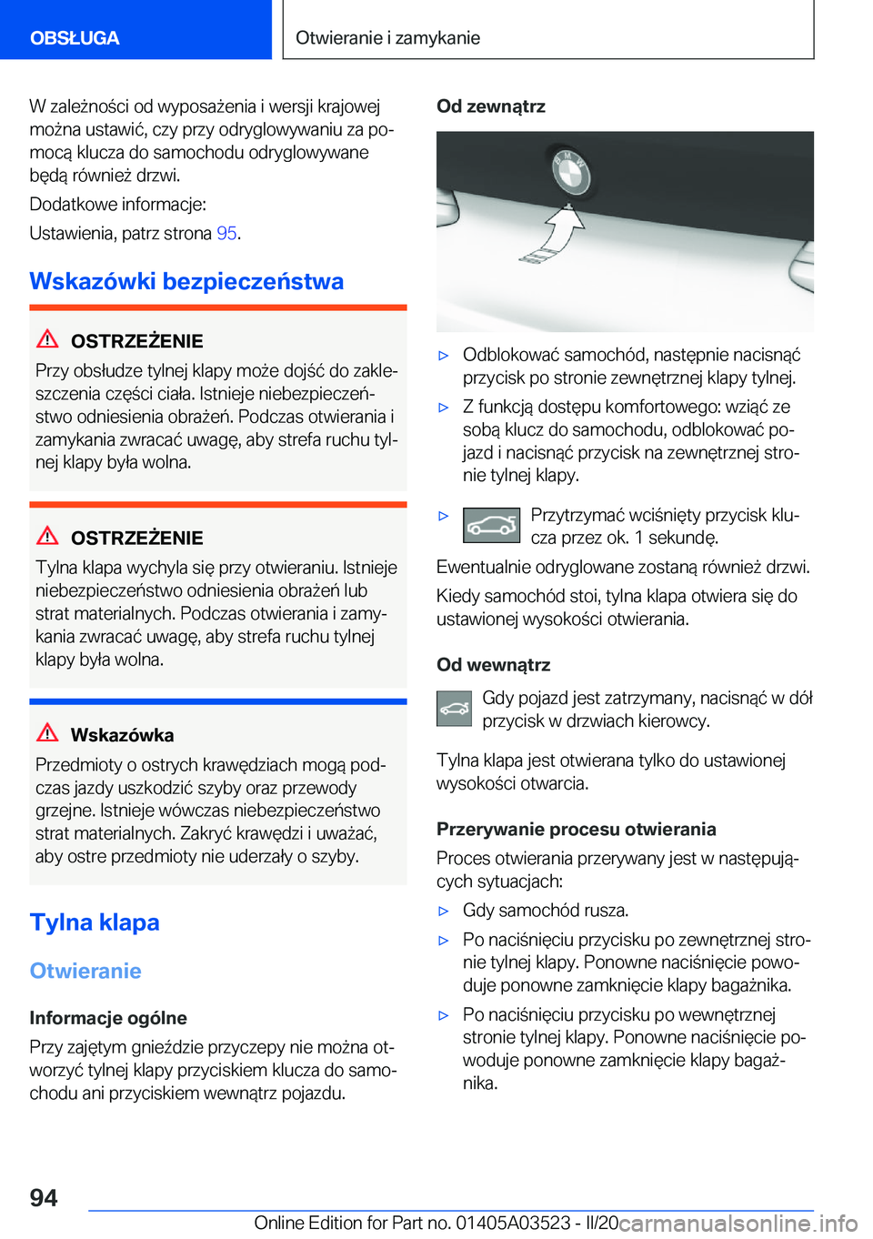 BMW X3 2020  Instrukcja obsługi (in Polish) �W��z�a�l�e9�n�o�c�i��o�d��w�y�p�o�s�a9�e�n�i�a��i��w�e�r�s�j�i��k�r�a�j�o�w�e�j
�m�o9�n�a��u�s�t�a�w�i�