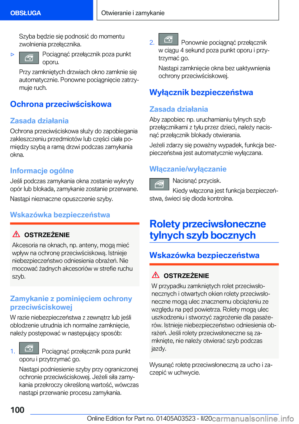 BMW X3 2020  Instrukcja obsługi (in Polish) �S�z�y�b�a��b�
