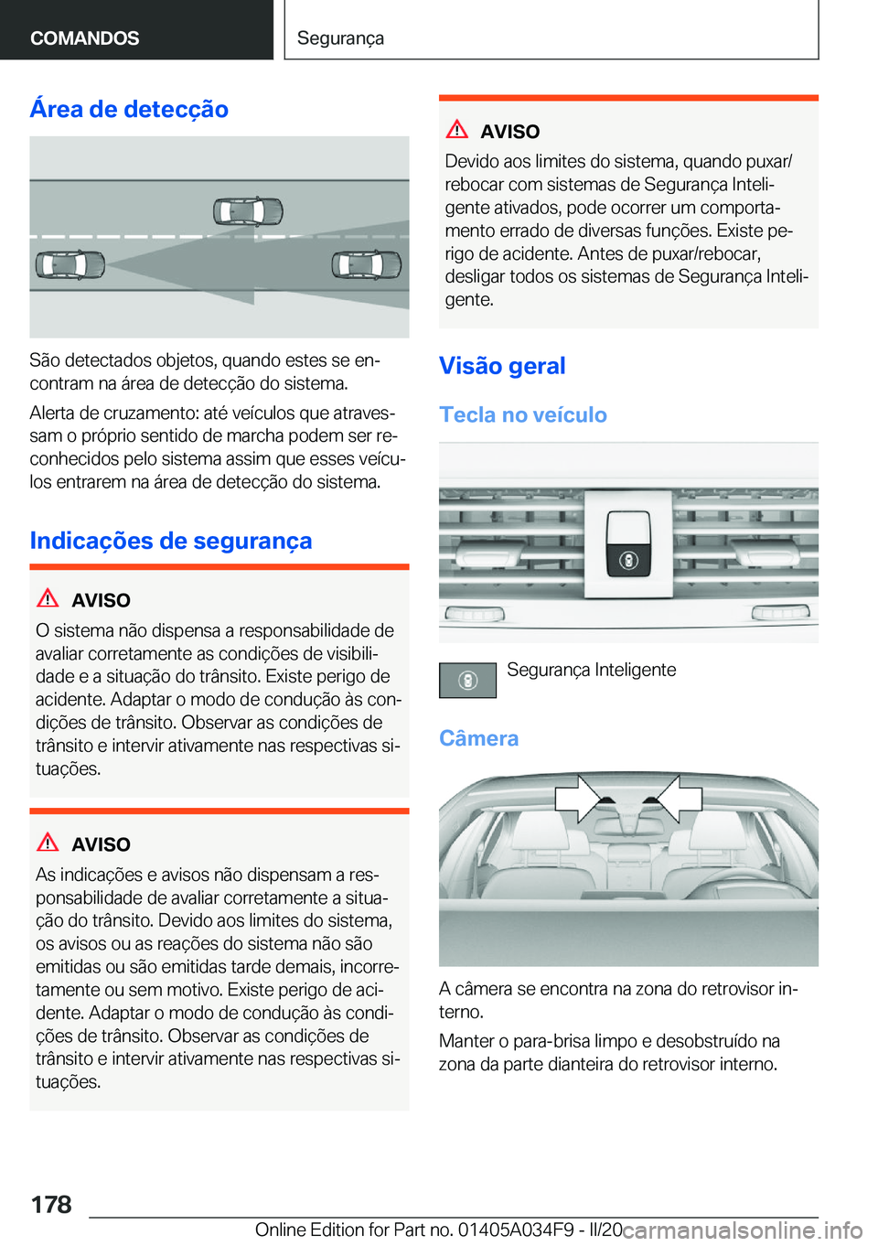 BMW X3 2020  Manual do condutor (in Portuguese) �Á�r�e�a��d�e��d�e�t�e�c�