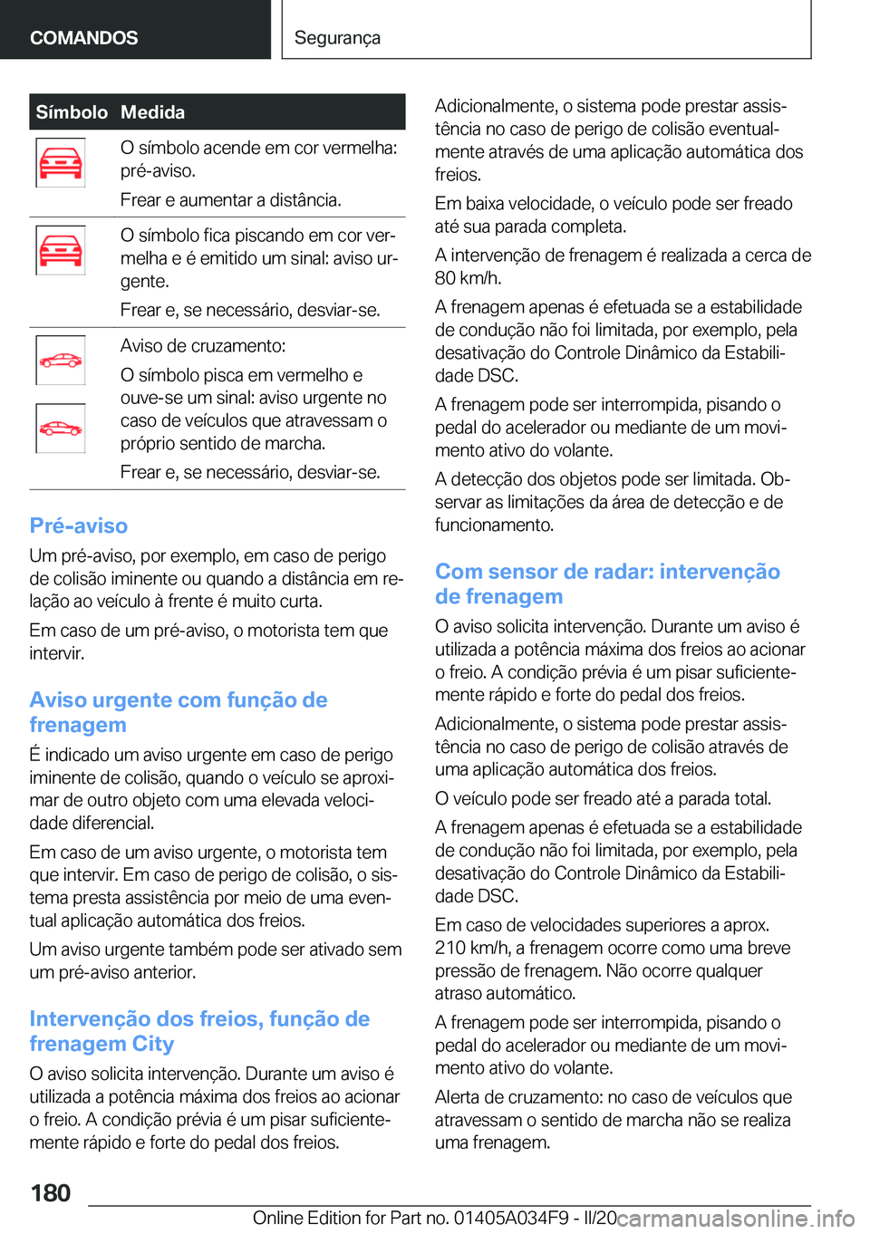 BMW X3 2020  Manual do condutor (in Portuguese) �S�