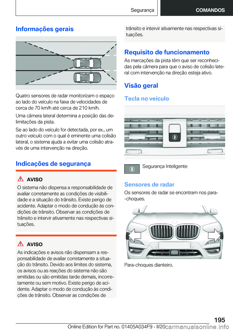 BMW X3 2020  Manual do condutor (in Portuguese) �I�n�f�o�r�m�a�