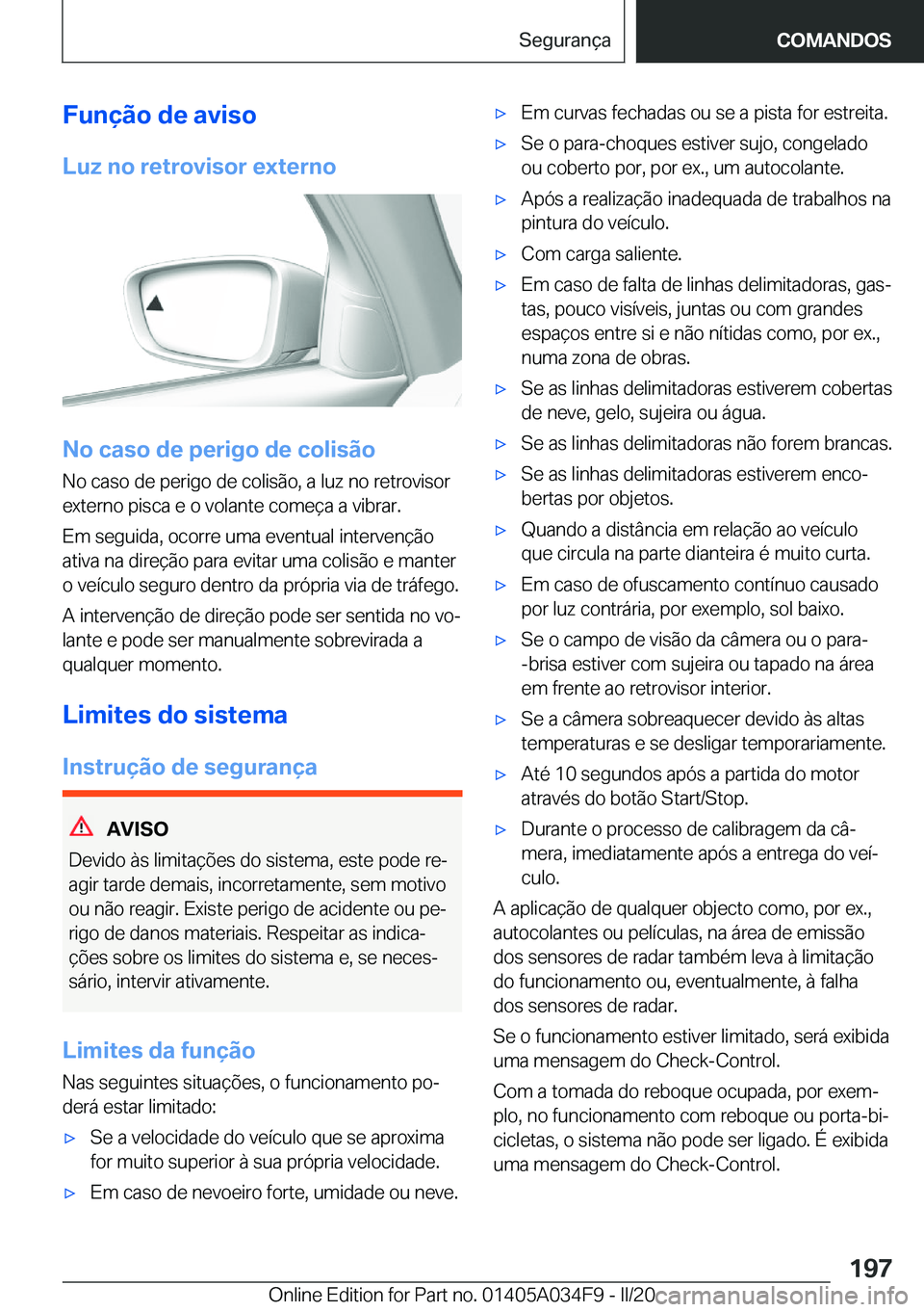 BMW X3 2020  Manual do condutor (in Portuguese) �F�u�n�