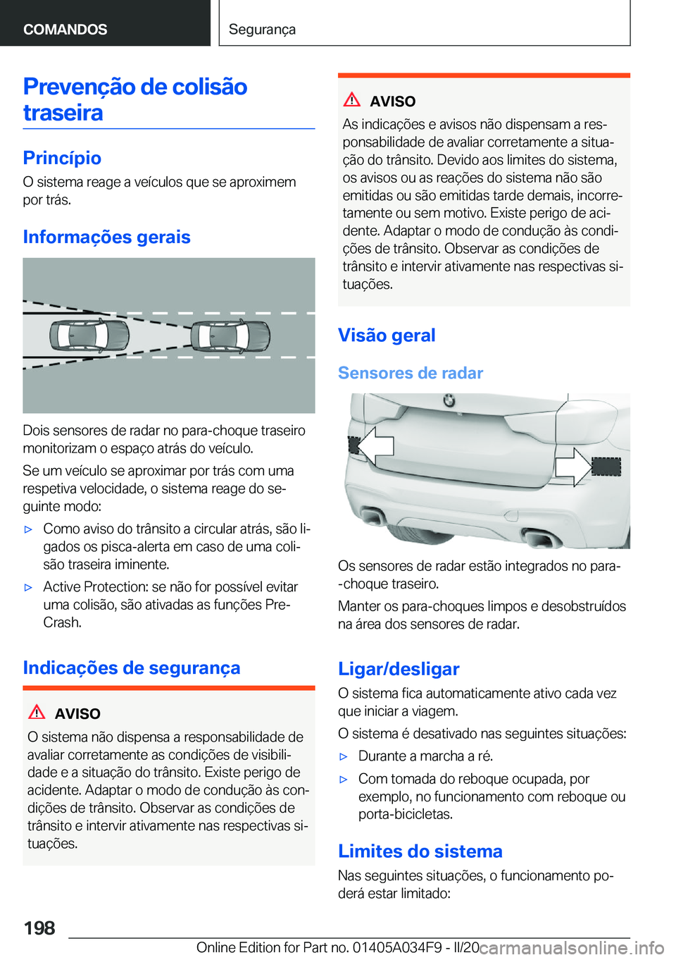 BMW X3 2020  Manual do condutor (in Portuguese) �P�r�e�v�e�n�