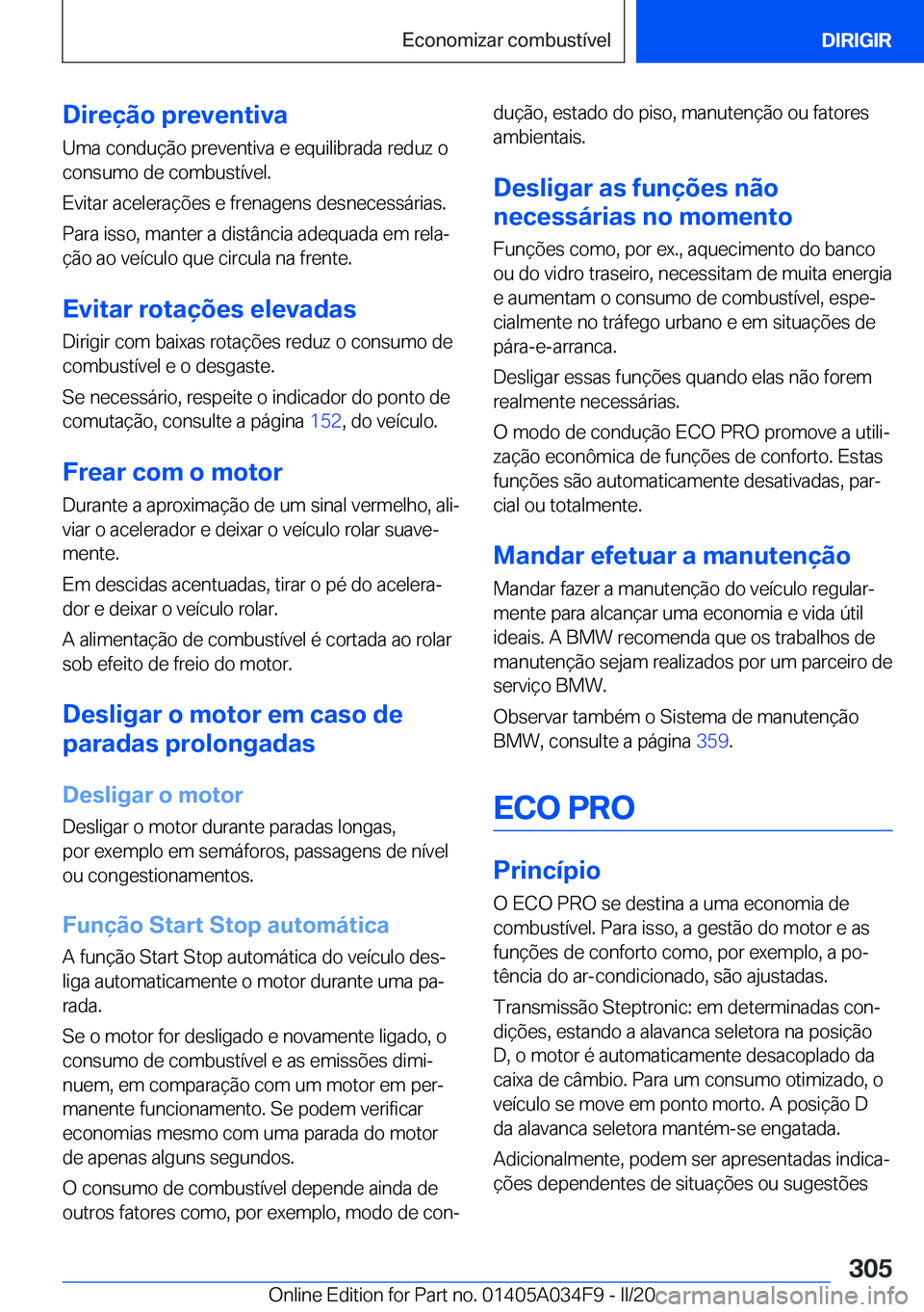 BMW X3 2020  Manual do condutor (in Portuguese) �D�i�r�e�