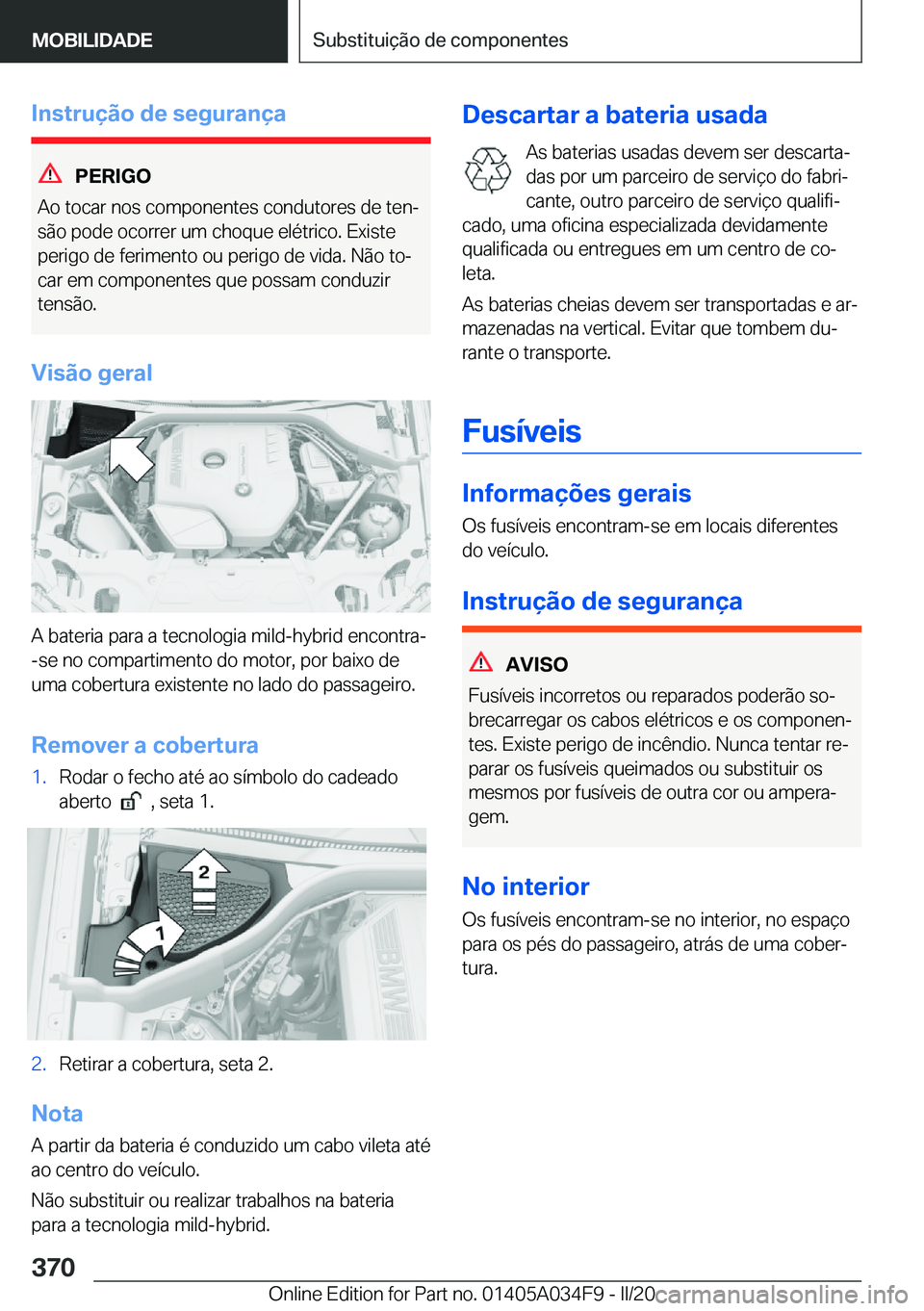 BMW X3 2020  Manual do condutor (in Portuguese) �I�n�s�t�r�u�