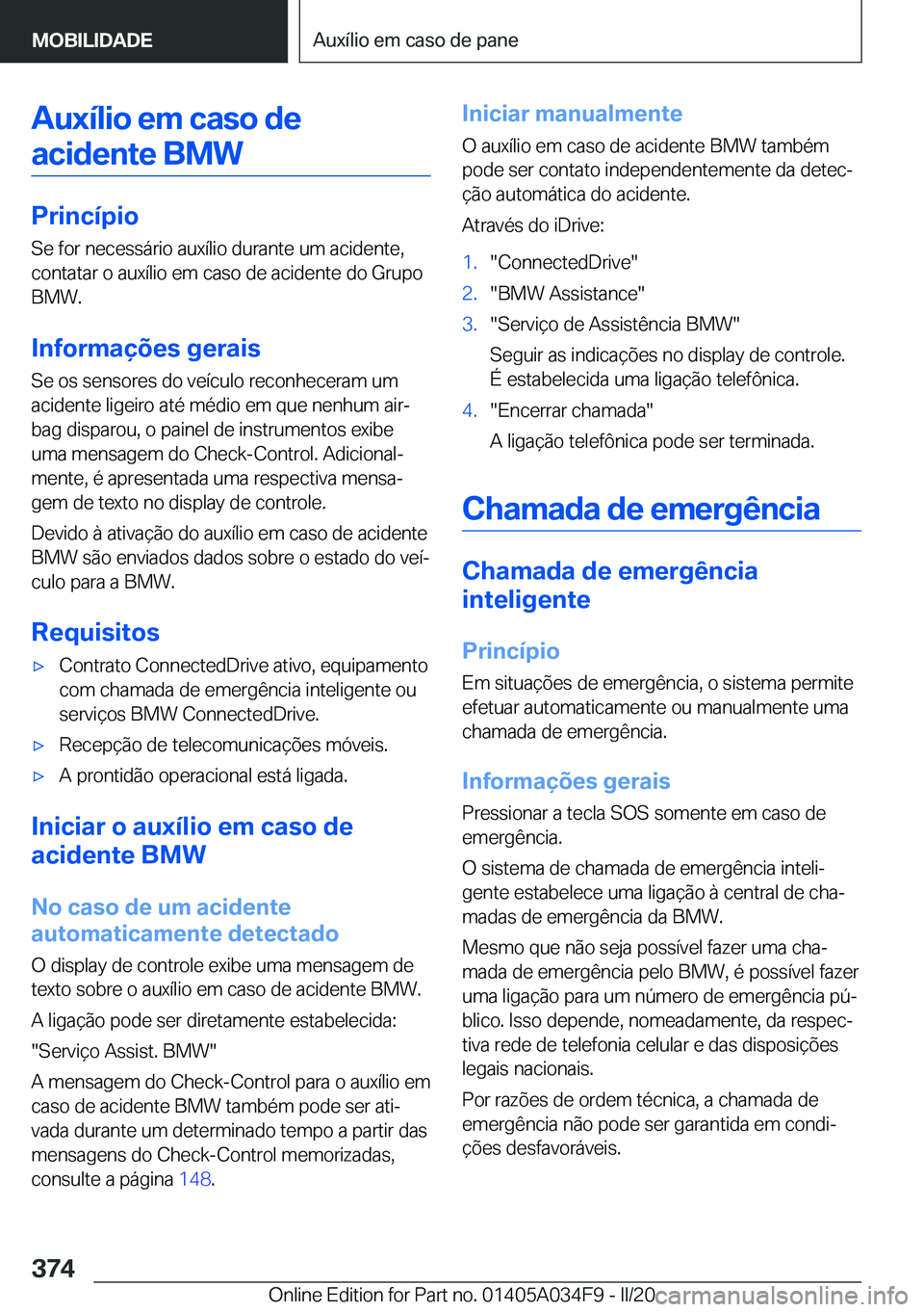 BMW X3 2020  Manual do condutor (in Portuguese) �A�u�x�