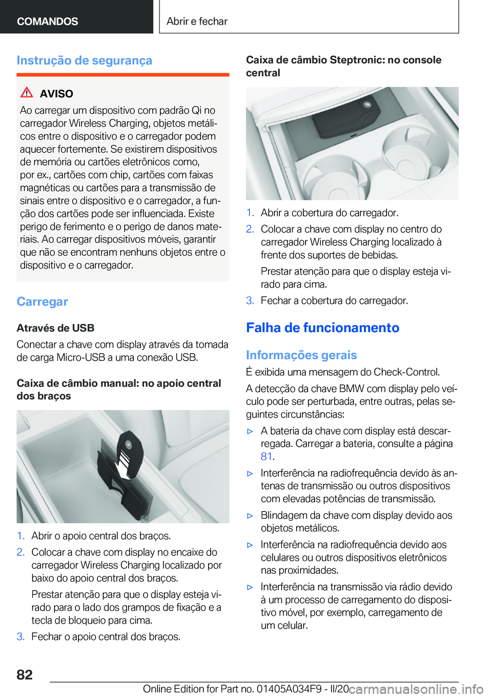 BMW X3 2020  Manual do condutor (in Portuguese) �I�n�s�t�r�u�