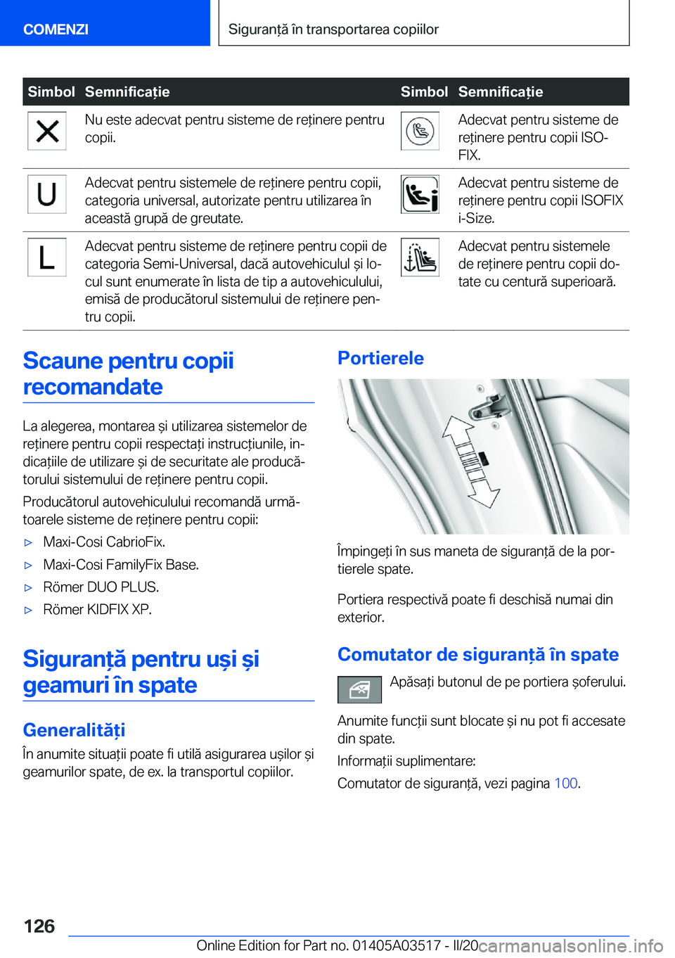 BMW X3 2020  Ghiduri De Utilizare (in Romanian) �S�i�m�b�o�l�S�e�m�n�i�f�i�c�a�i�e�S�i�m�b�o�l�S�e�m�n�i�f�i�c�a�i�e�N�u��e�s�t�e��a�d�e�c�v�a�t��p�e�n�t�r�u��s�i�s�t�e�m�e��d�e��r�e*�i�n�e�r�e��p�e�n�t�r�u�c�o�p�i�i�.�A�d�e�c�v�a�t��p