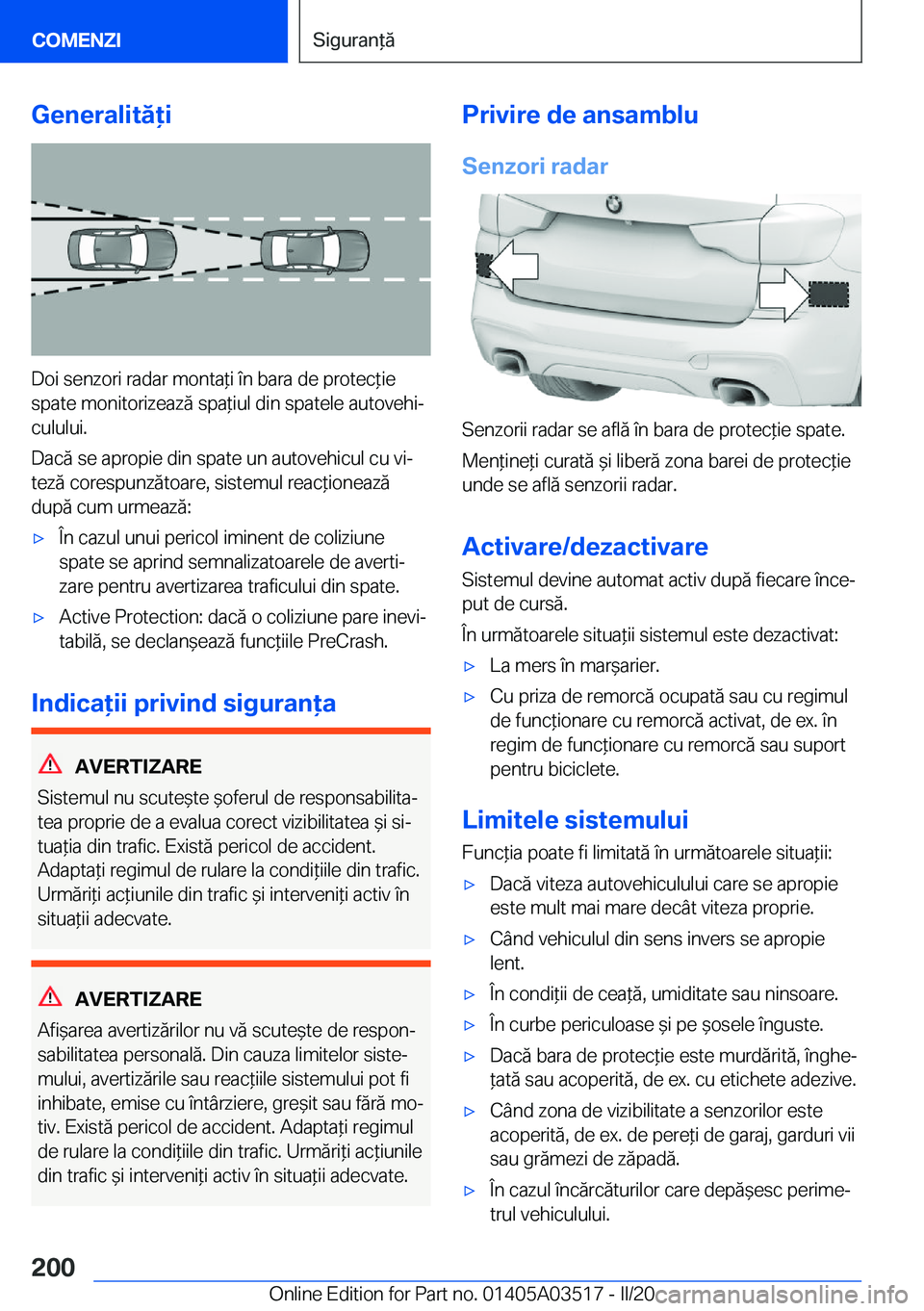 BMW X3 2020  Ghiduri De Utilizare (in Romanian) �G�e�n�e�r�a�l�i�t�