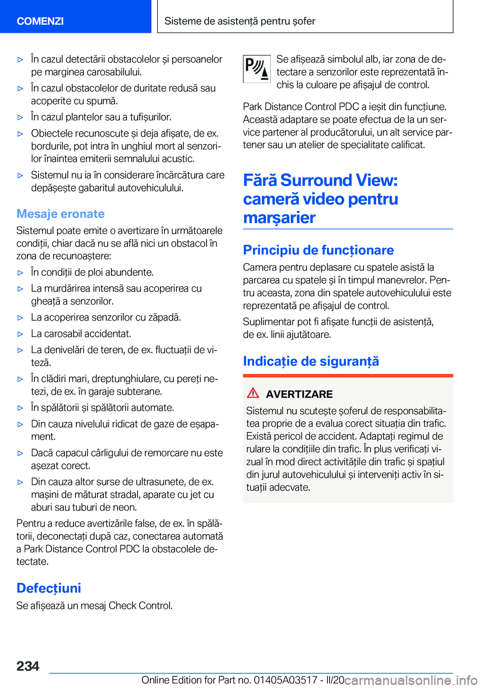 BMW X3 2020  Ghiduri De Utilizare (in Romanian) 'x�